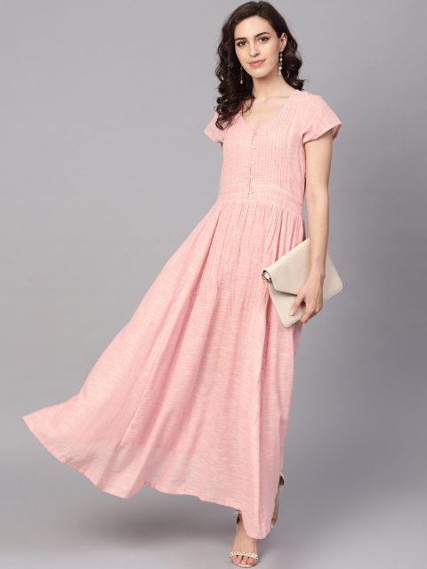 

PINKSKY Women Peach-Coloured Solid Maxi Dress
