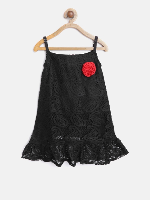 

Kids On Board Girls Black Lace A-Line Dress