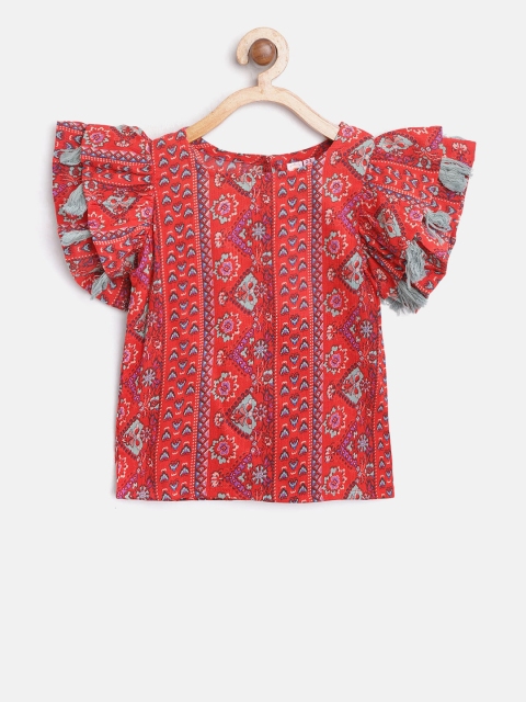 

Kids On Board Girls Red Printed Top