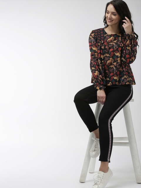 

Mast & Harbour Women Black & Red Printed Top