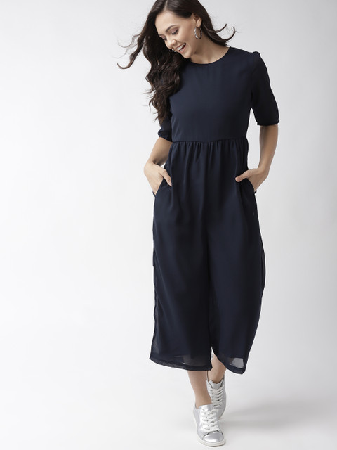 

Mast & Harbour Women Navy Blue Solid Culotte Jumpsuit