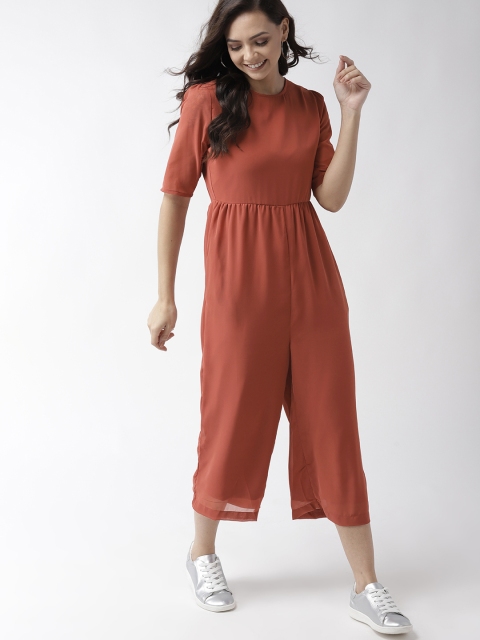 

Mast & Harbour Women Rust Orange Solid Culotte Jumpsuit