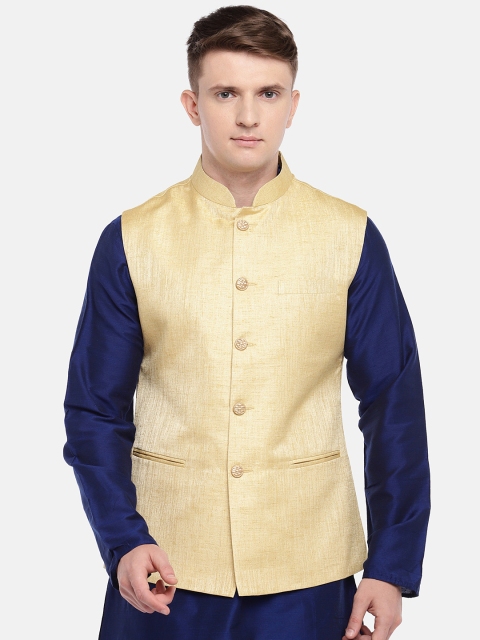 

Ethnicity Men Beige Solid Nehru Jacket