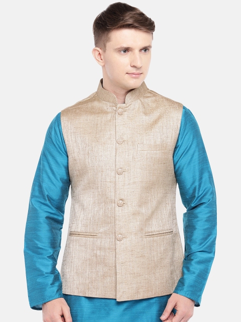 

Ethnicity Men Beige Solid Nehru Jacket