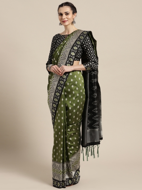 

Saree mall Green & Grey Woven Design Bhagalpuri Saree