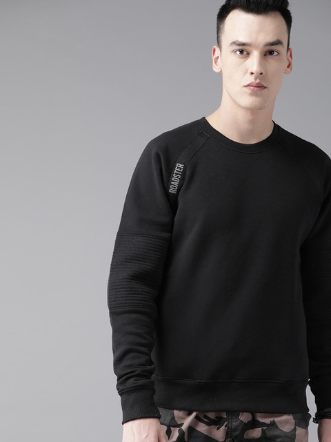 

Roadster Men Black Solid Sweatshirt