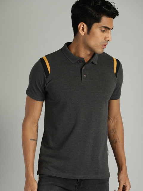 

Roadster Men Charcoal Grey Solid Polo T-shirt