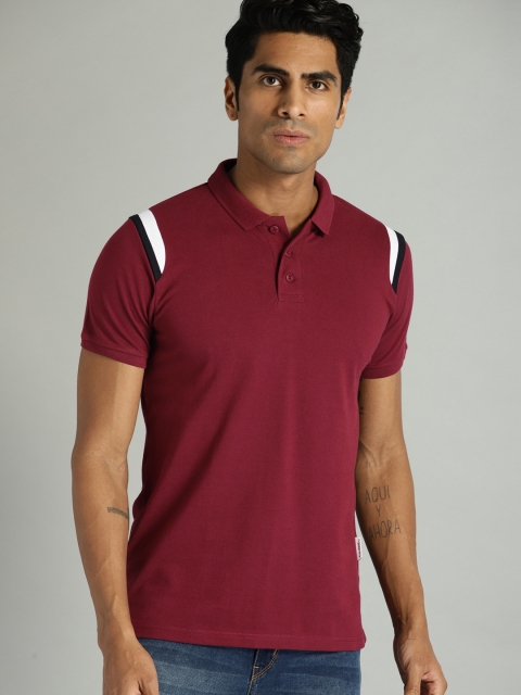 

Roadster Men Red Solid Polo T-shirt