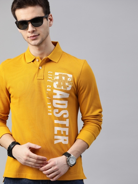 

Roadster Men Yellow Printed Polo Collar T-shirt