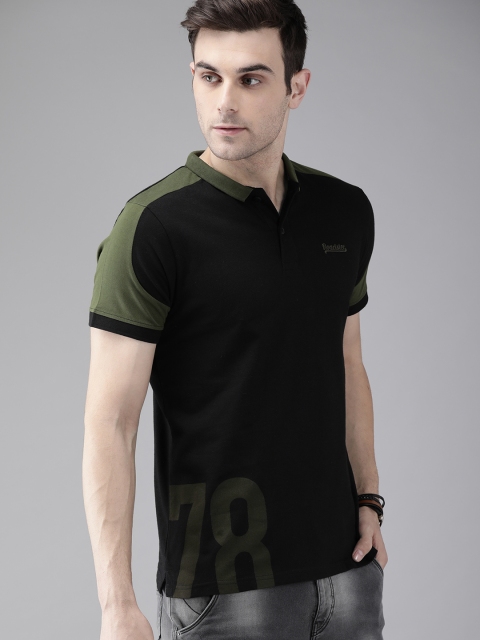 

Roadster Men Black Varsity Number Printed Polo Collar T-shirt