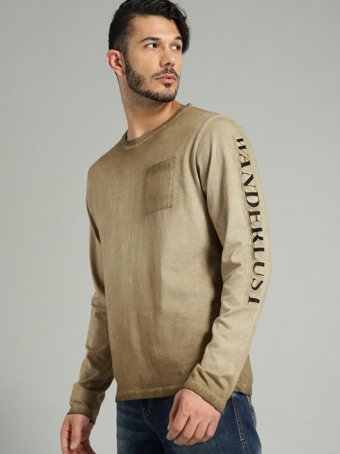 

Roadster Men Olive Green Solid Round Neck T-shirt