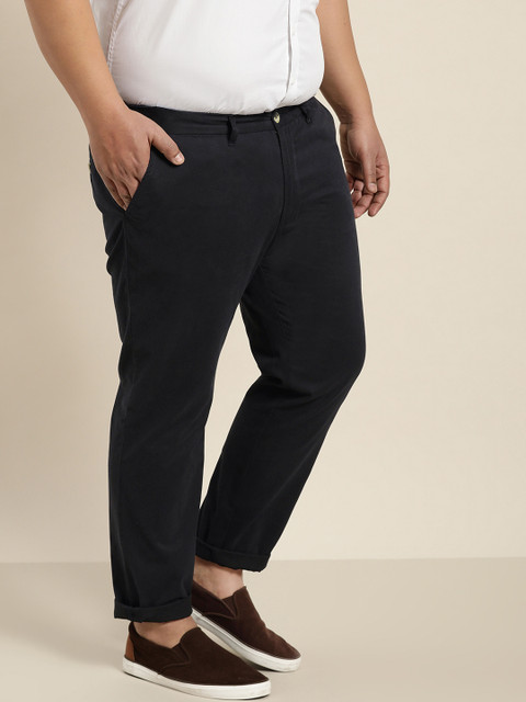 

Sztori Plus Size Men Navy Blue Regular Fit Smart Casual Chinos