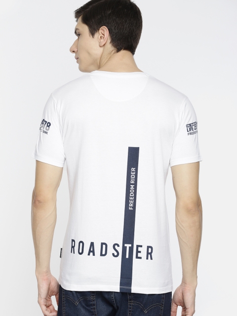 

Roadster Men White Printed Round Neck T-shirt