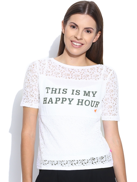 

United Colors of Benetton White Printed Lace Top