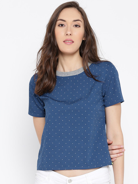 

United Colors of Benetton Blue Dot Print Top