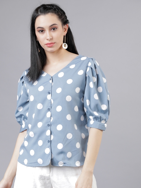 

Tokyo Talkies Women Blue & White Printed Top