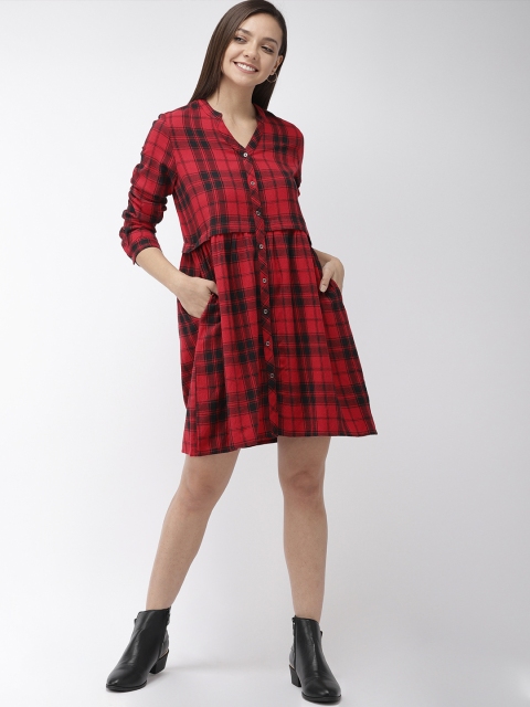 

Mast & Harbour Women Checked Red Shirt Dress