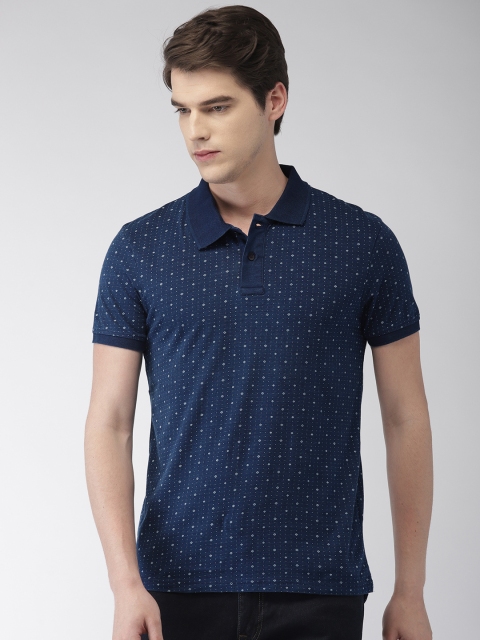 

Celio Men Navy Printed Polo Collar T-shirt, Navy blue