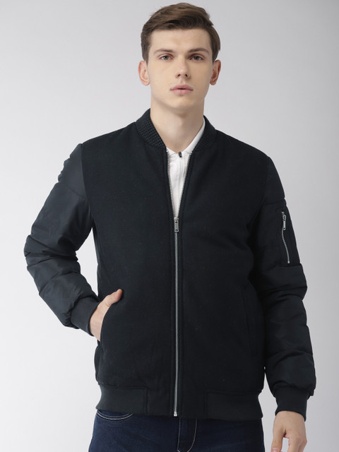 

Celio Men Navy Blue Solid Bomber Jacket