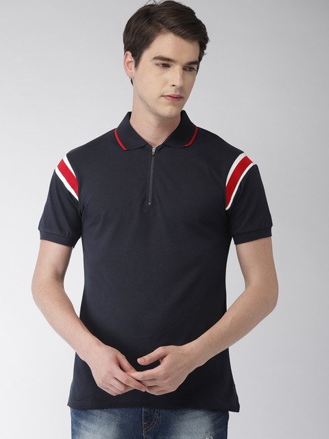 

Celio Men Navy Blue Solid Polo Collar Pure Cotton T-shirt