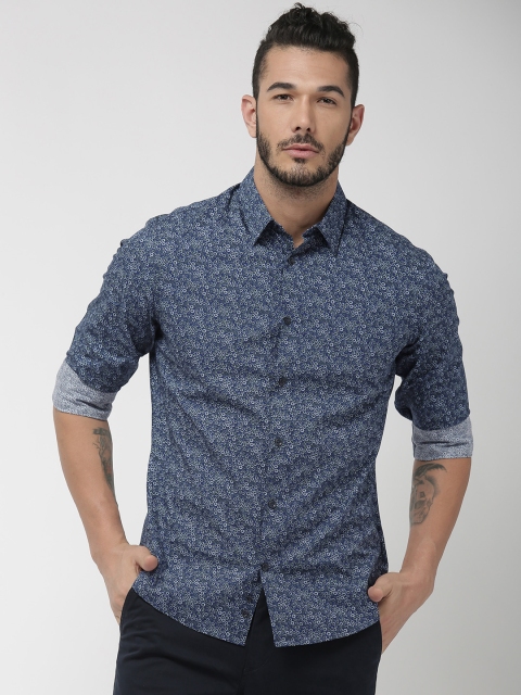 

Celio Men Navy Blue Slim Fit Printed Casual Shirt