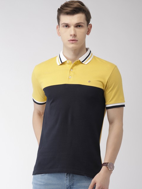 

Celio Men Yellow Colourblocked Polo Collar T-shirt