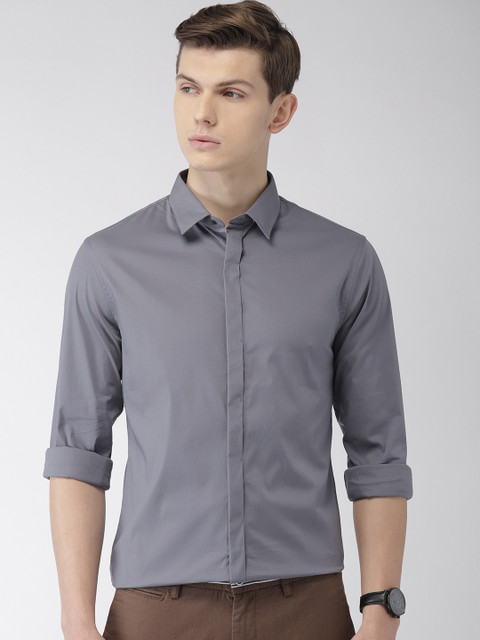 

Celio Men Grey Slim Fit Solid Casual Shirt