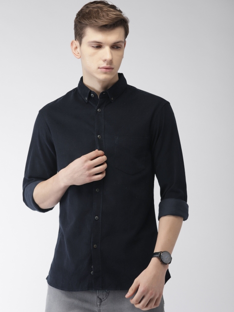 

Celio Men Navy Blue Slim Fit Solid Corduroy Casual Shirt