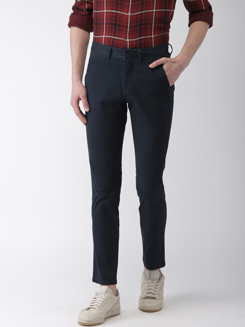 

Celio Men Navy Blue Slim Fit Solid Chinos