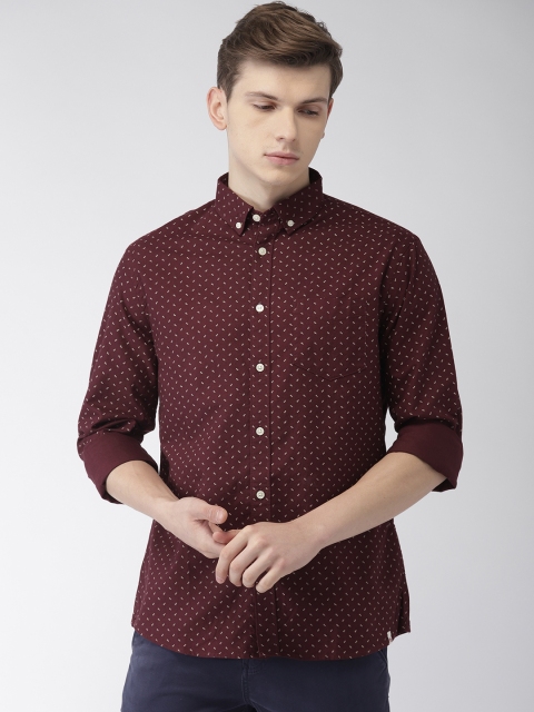 

Celio Men Maroon & White Regular Fit Printed Formal Shirt