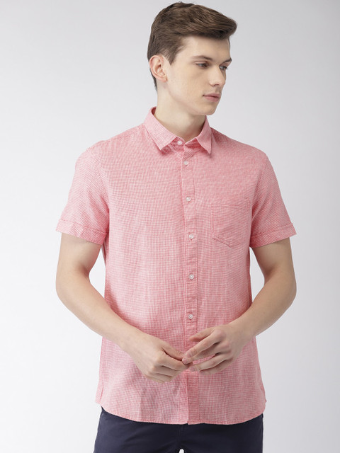 

Celio Men Pink & White Regular Fit Self Design Sustainable Casual Shirt