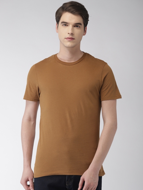 

Celio Men Brown Solid Round Neck Pure Cotton T-shirt