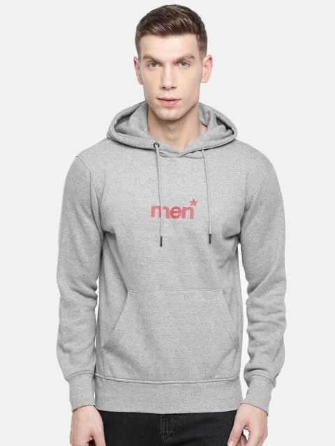 

Celio Men Grey Printed Hooded Sweatshirt
