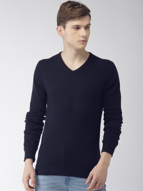 

Celio Men Navy Blue Solid Cashmere Sweater