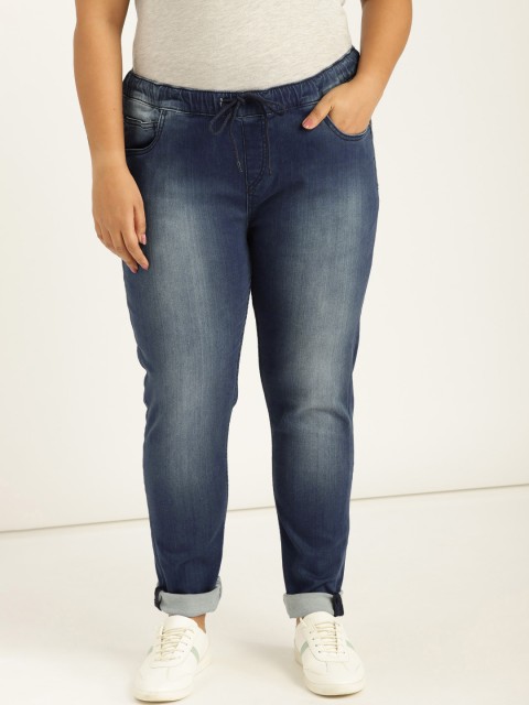 

Sztori Plus Size Women Navy Blue Regular Fit Mid-Rise Clean Look Stretchable Jeans