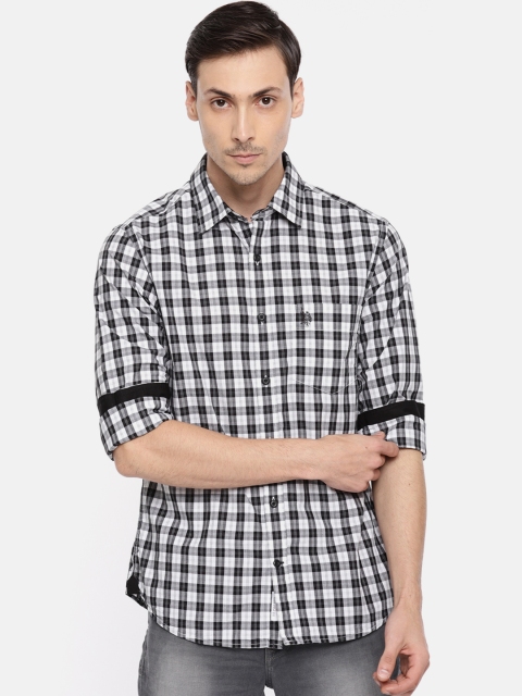 

U.S. Polo Assn. Men Black & White Slim Fit Checked Casual Shirt