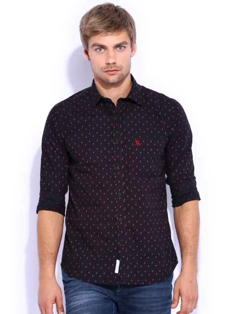 

U.S. Polo Assn. Black Printed Tailored Fit Shirt