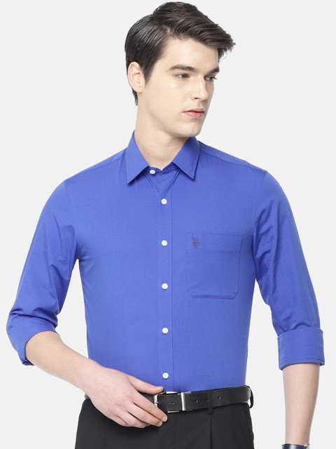 

U.S. Polo Assn. Men Blue Tailored Fit Solid Formal Shirt