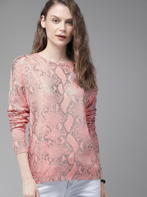 

Roadster Women Pink Printed Sweater