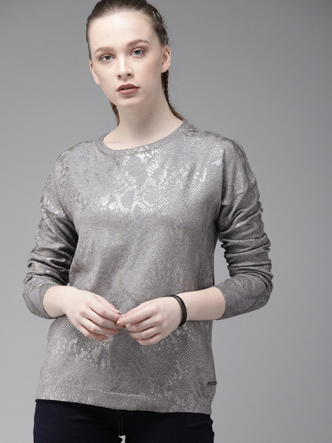 

Roadster Women Grey Printed Sweater