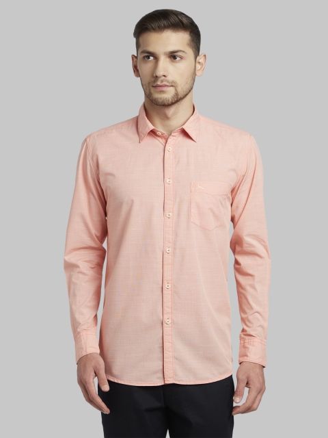 

Parx Men Peach-Coloured Slim Fit Solid Casual Shirt
