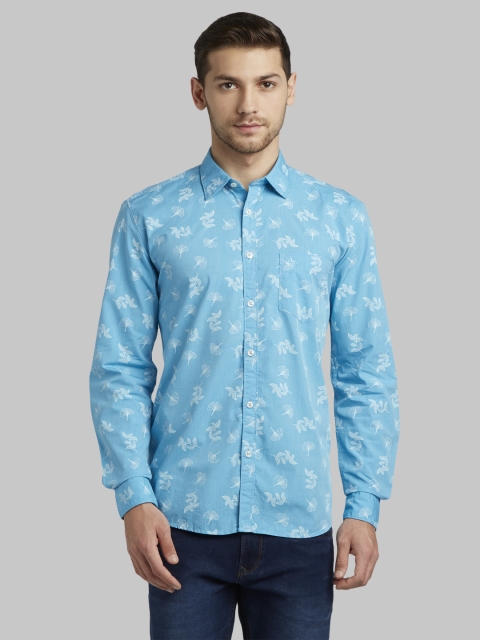 

Parx Men Blue Slim Fit Printed Casual Shirt