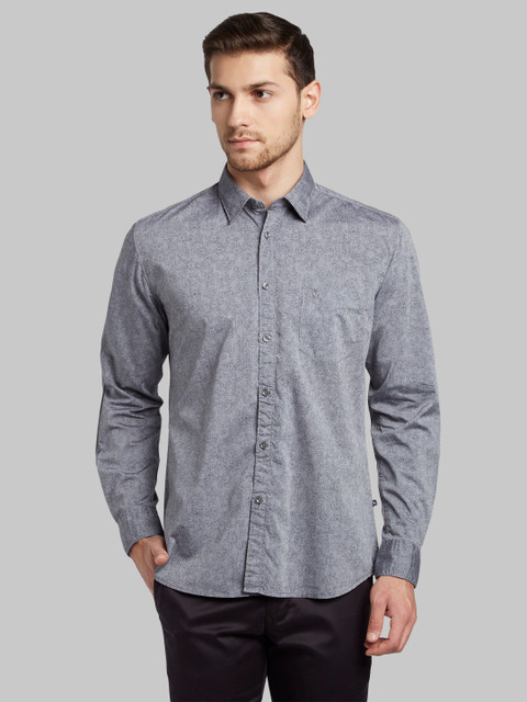 

Parx Men Grey Slim Fit Printed Casual Shirt