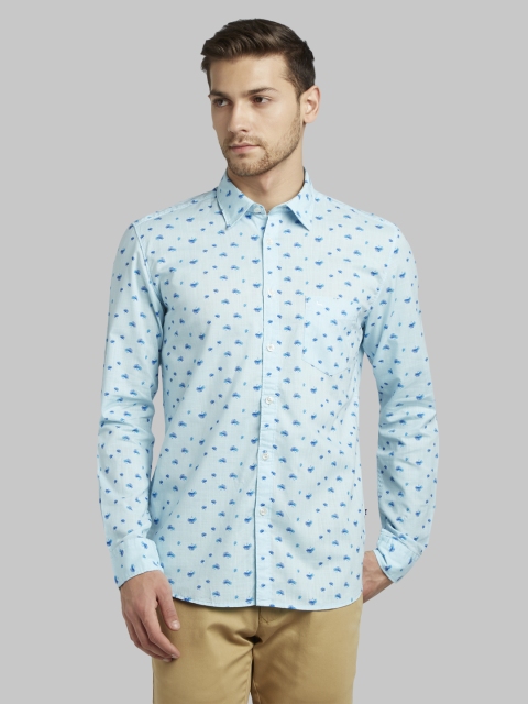 

Parx Men Blue Slim Fit Printed Casual Shirt