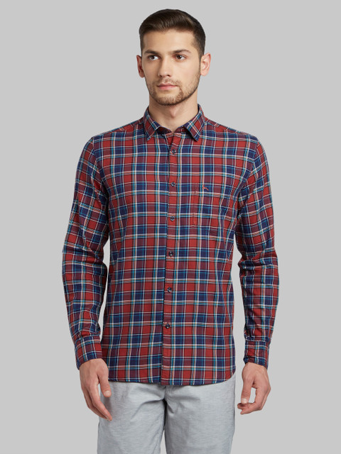 

Parx Men Blue Slim Fit Checked Casual Shirt
