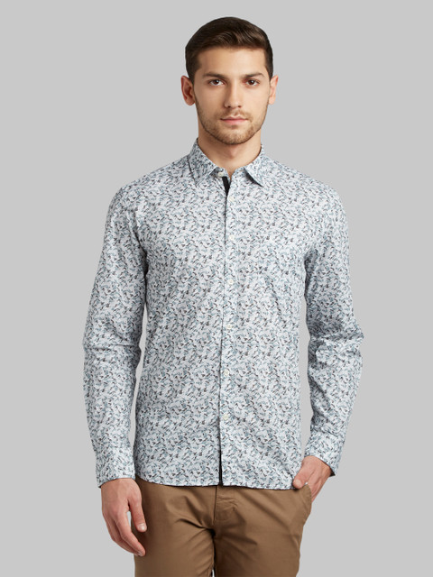 

Parx Men Green & Grey Slim Fit Printed Casual Shirt