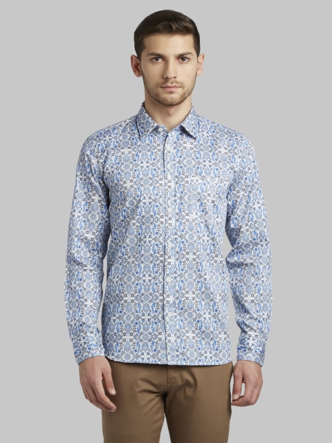 

Parx Men Blue Slim Fit Printed Casual Shirt