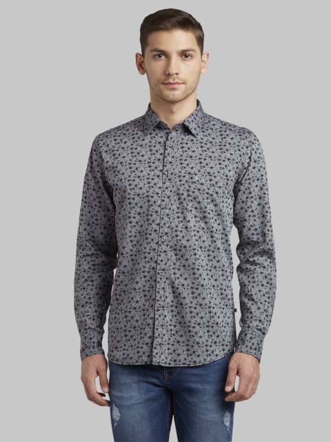 

Parx Men Grey & Black Slim Fit Printed Casual Shirt