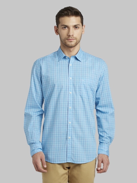 

Parx Men Blue Slim Fit Checked Casual Shirt