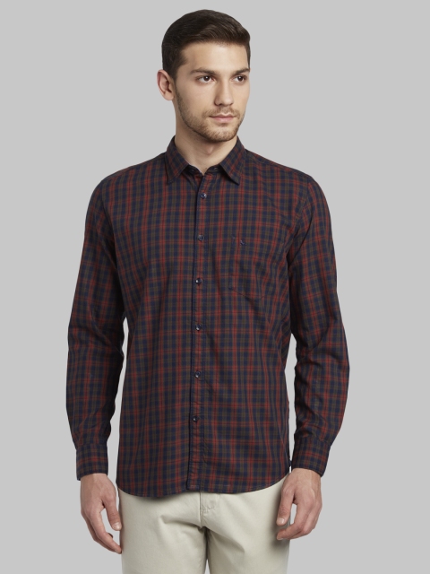 

Parx Men Blue Slim Fit Checked Casual Shirt